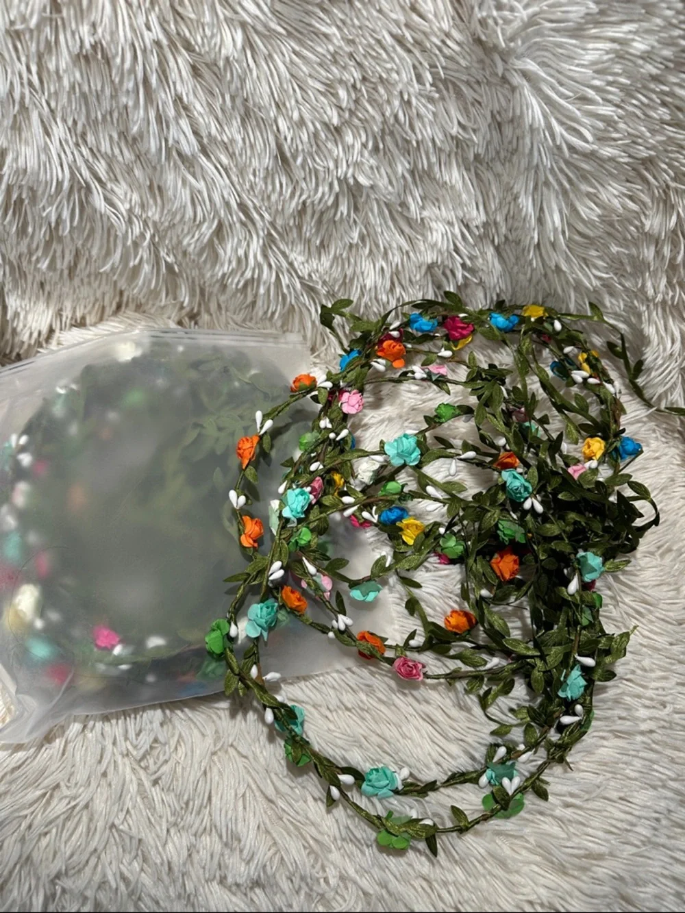 Handmade Floral Vine Garland - Multicolor Small Roses-20 total